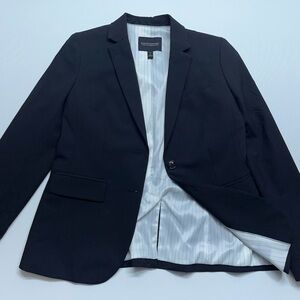 Banana Republic Long And Lean Blazer Womens Size 0 Black 95% Wool 5% Spandex